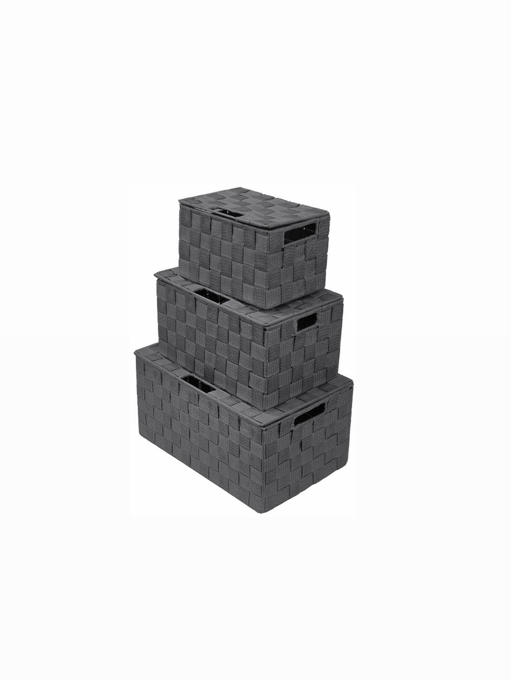 Sorbus Storage Basket With Lid, 3-Piece Woven Set (Gray)